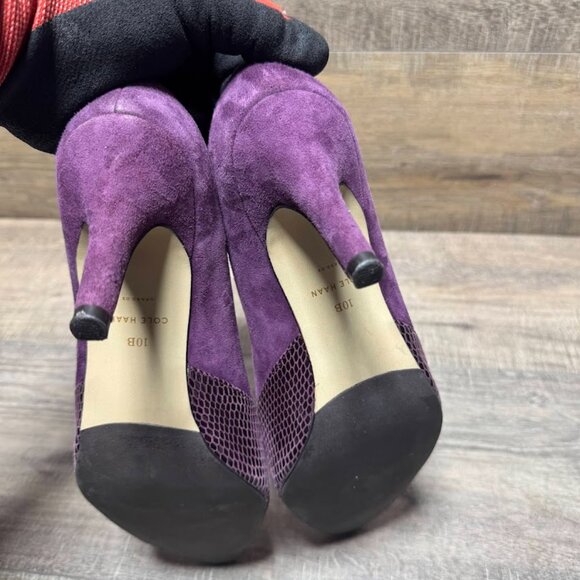 Cole Haan Grand Os Purple Leather/Suede Heels Women's Size 10 - Picture 4 of 6